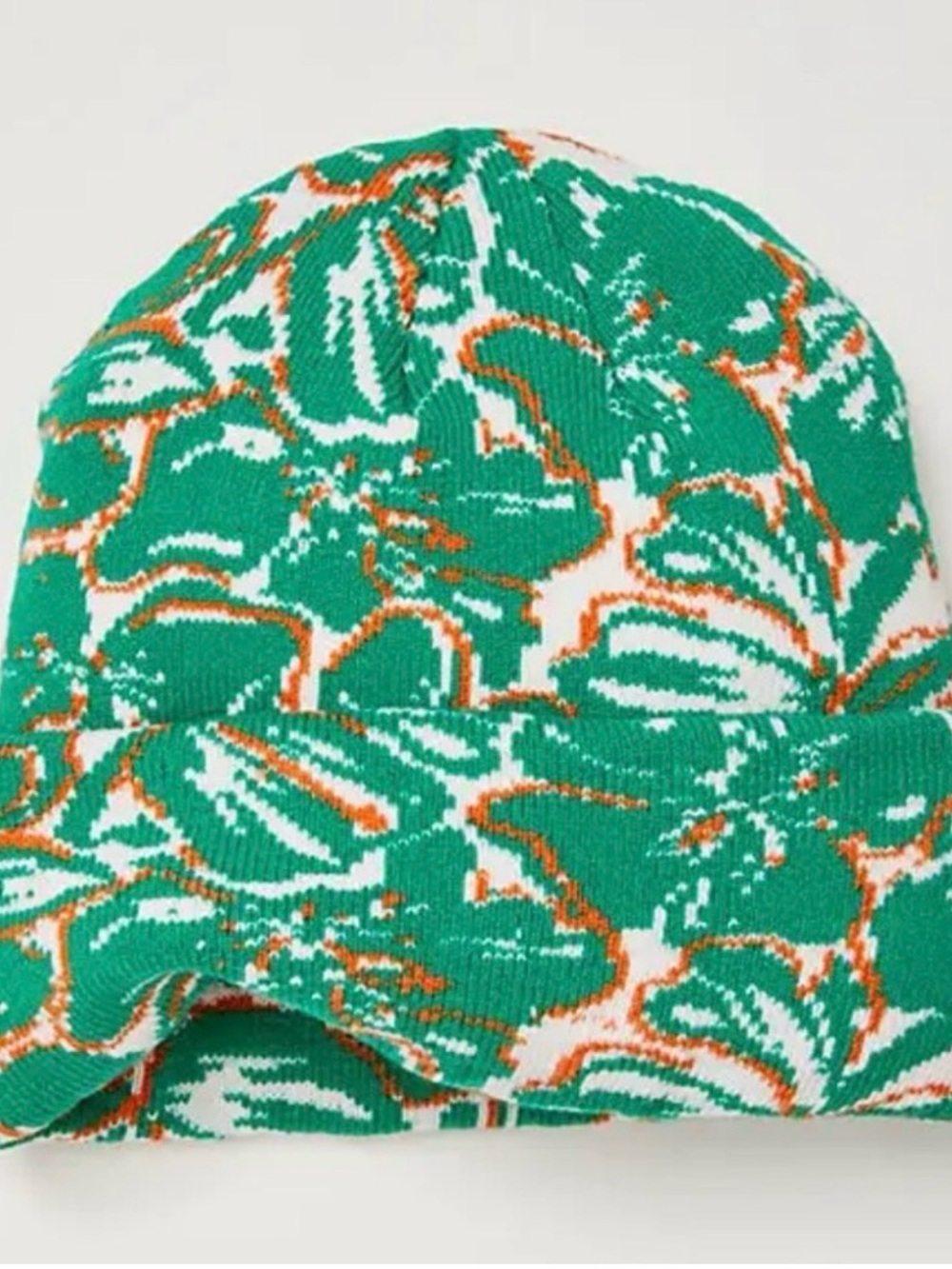 Free People Jumping Jacquard Beanie - Green, Orange & White